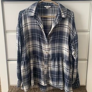 AE Flannel Peplum long sleeved button down